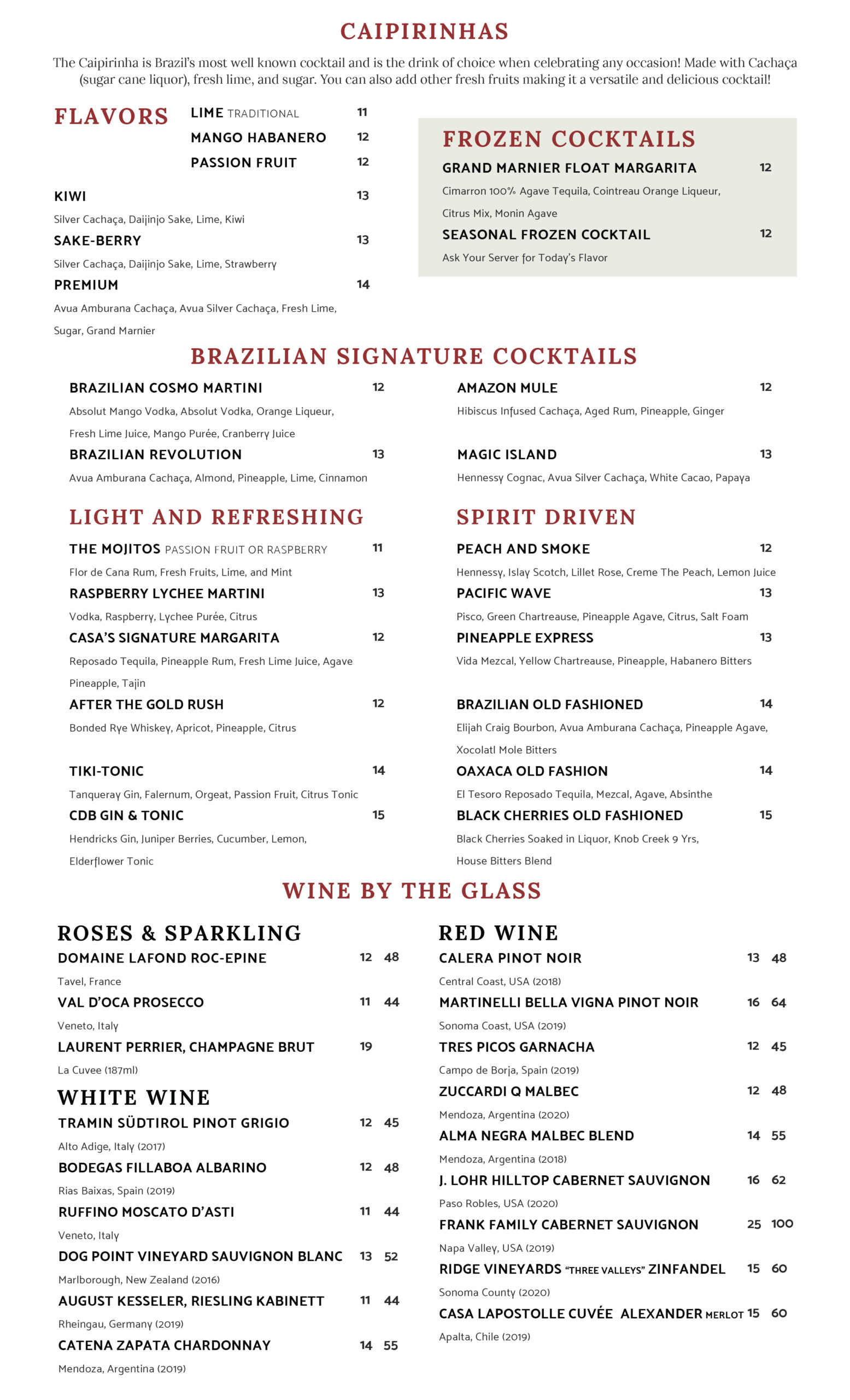 College Station Menu - Casa do Brasil